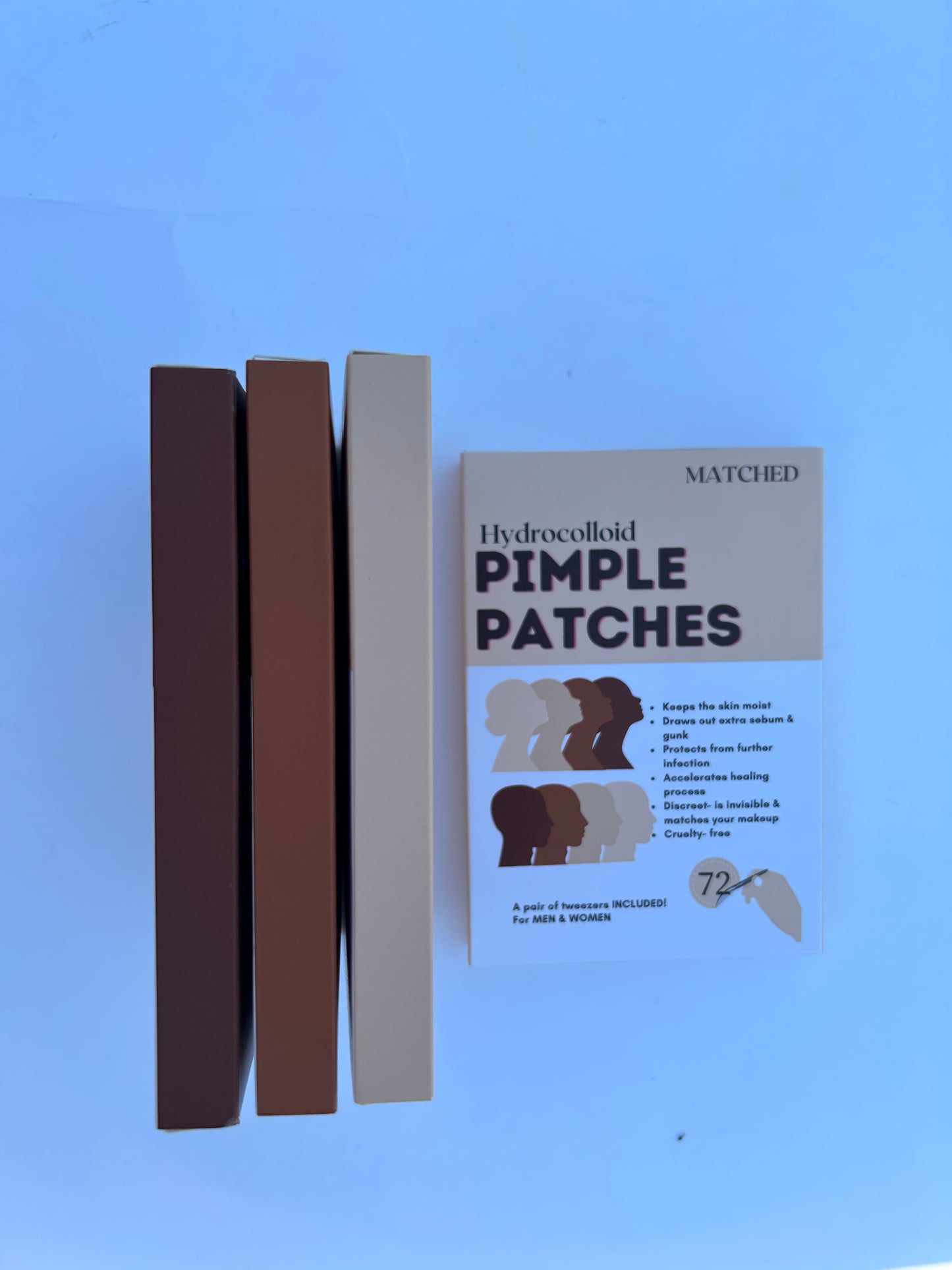 MATCHED Hydrocolloid Pimple Patches- Invisible Acne Patches for Face, 3 Sizes, 72-Count (MTL)