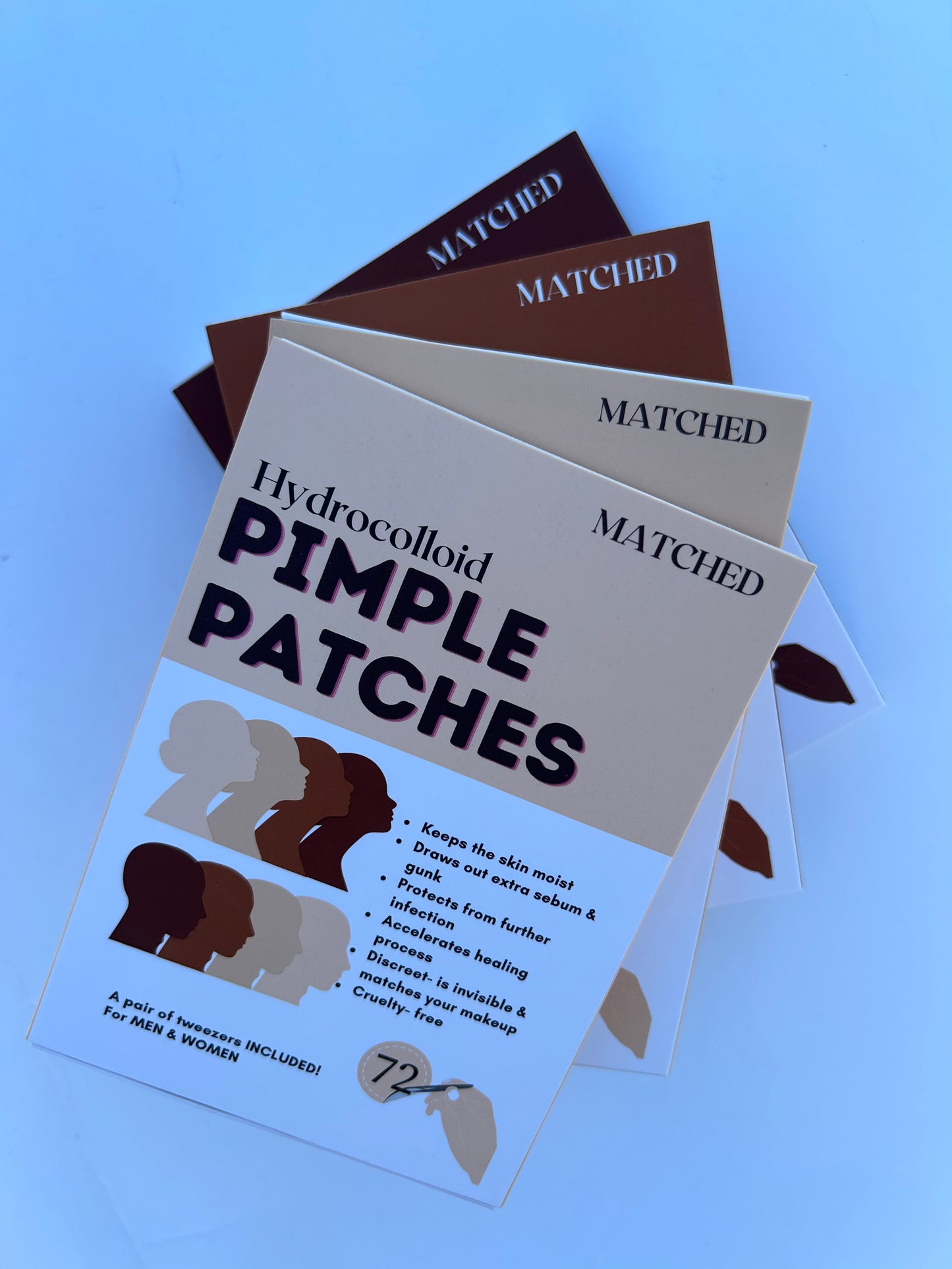 MATCHED Hydrocolloid Pimple Patches- Invisible Acne Patches for Face, 3 Sizes, 72-Count (MTL)